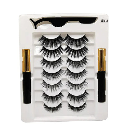 10-Pair Magnetic Eyelash Kit with Eyeliner & Tweezers