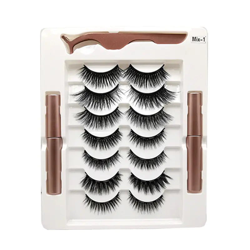 10-Pair Magnetic Eyelash Kit with Eyeliner & Tweezers