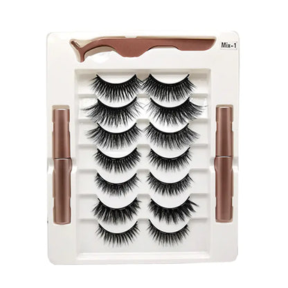 10-Pair Magnetic Eyelash Kit with Eyeliner & Tweezers