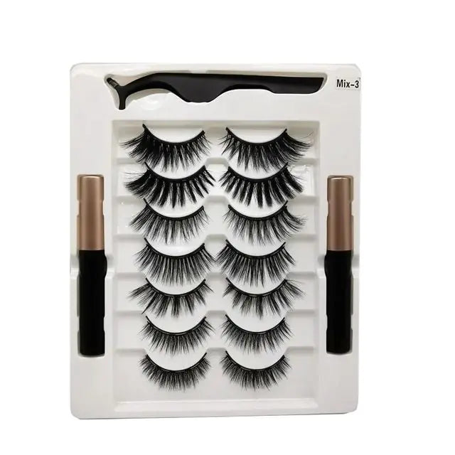 10-Pair Magnetic Eyelash Kit with Eyeliner & Tweezers
