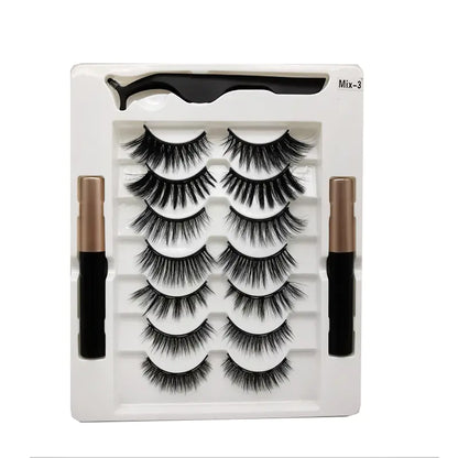 10-Pair Magnetic Eyelash Kit with Eyeliner & Tweezers