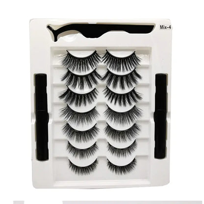 10-Pair Magnetic Eyelash Kit with Eyeliner & Tweezers